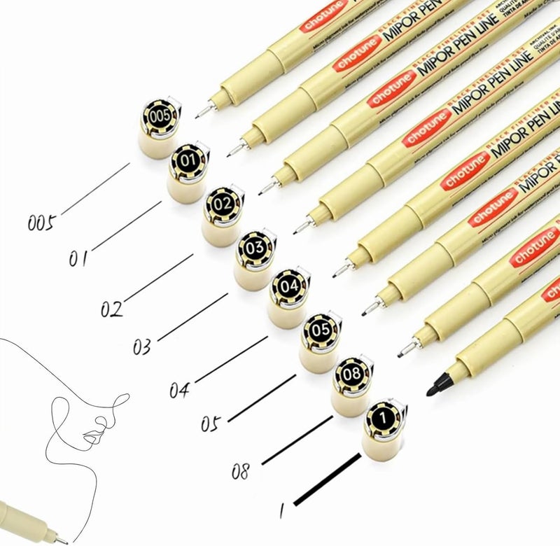 GETHPEN Micro Fineliner Set – Archival Black Ink pen for Writing & Drawing, Assorted Point Sizes, Holiday Gifts for Artists & Crafters – 8-Pack - Image 1